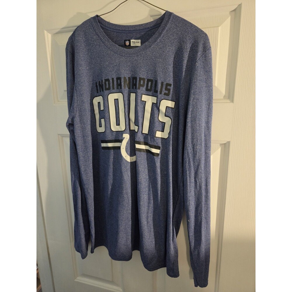 NFL Team Apparel Long Sleeves Medium Double Stitched Blue M Adult Pre Owned Tee